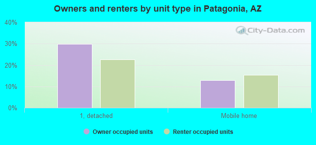 Owners and renters by unit type in Patagonia, AZ