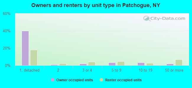 Owners and renters by unit type in Patchogue, NY