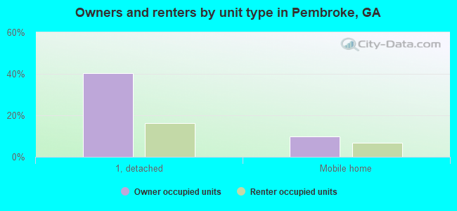 Owners and renters by unit type in Pembroke, GA