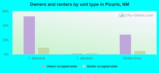 Owners and renters by unit type in Picuris, NM