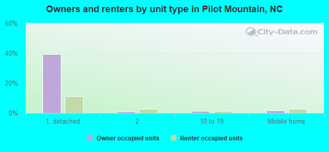 Owners and renters by unit type in Pilot Mountain, NC