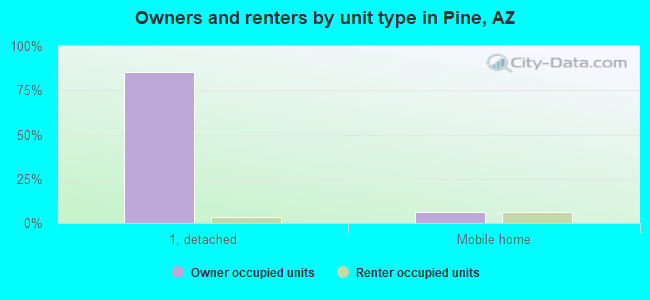 Owners and renters by unit type in Pine, AZ