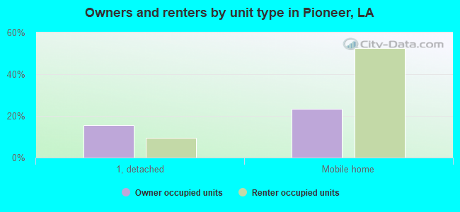 Owners and renters by unit type in Pioneer, LA