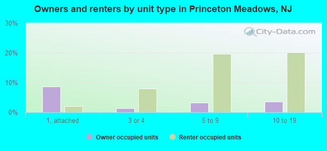 Owners and renters by unit type in Princeton Meadows, NJ