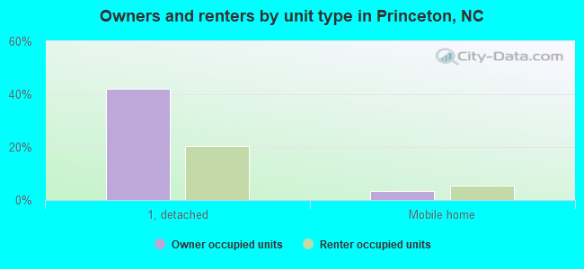 Owners and renters by unit type in Princeton, NC