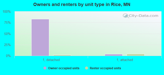 Owners and renters by unit type in Rice, MN