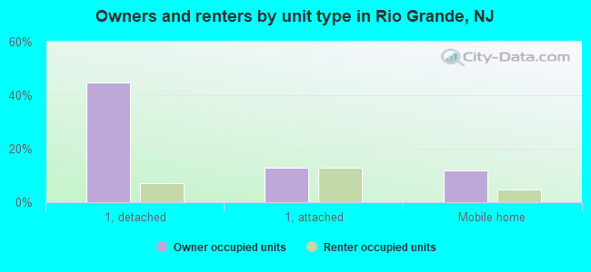 Owners and renters by unit type in Rio Grande, NJ