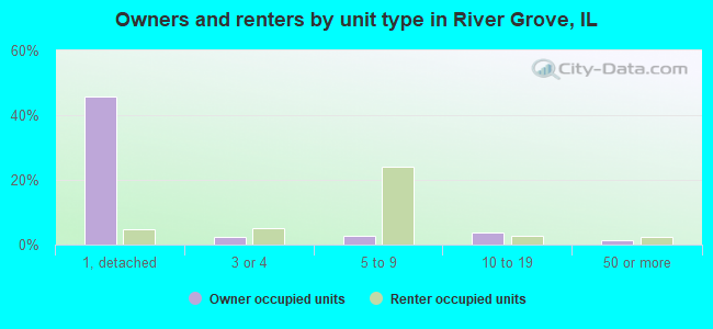 Owners and renters by unit type in River Grove, IL