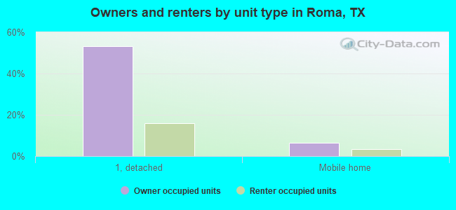Owners and renters by unit type in Roma, TX