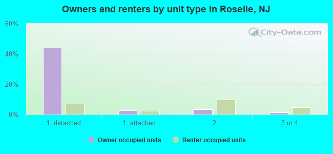 Owners and renters by unit type in Roselle, NJ