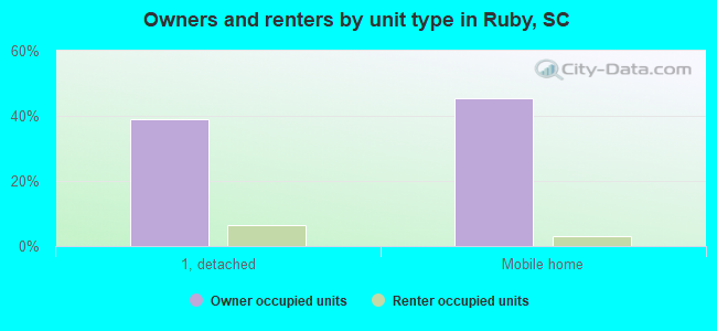 Owners and renters by unit type in Ruby, SC