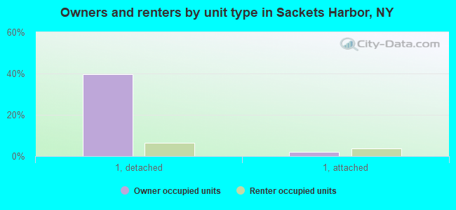 Owners and renters by unit type in Sackets Harbor, NY