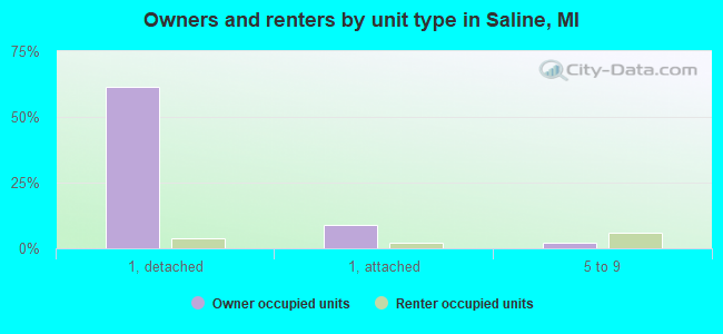 Owners and renters by unit type in Saline, MI