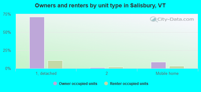 Owners and renters by unit type in Salisbury, VT