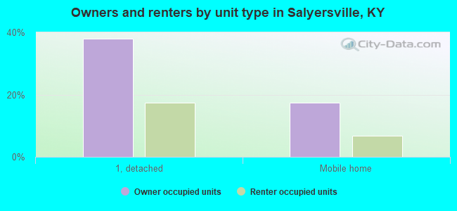 Owners and renters by unit type in Salyersville, KY