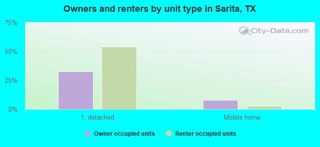 Owners and renters by unit type in Sarita, TX