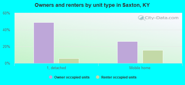 Owners and renters by unit type in Saxton, KY