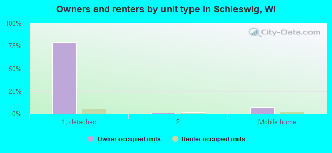 Owners and renters by unit type in Schleswig, WI