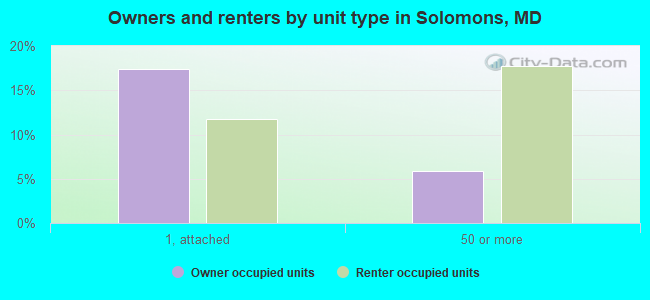 Owners and renters by unit type in Solomons, MD