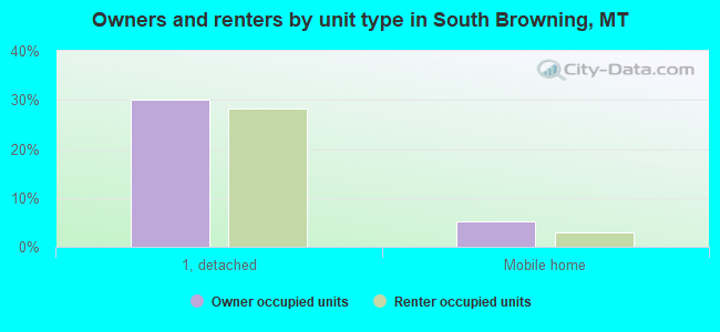 Owners and renters by unit type in South Browning, MT