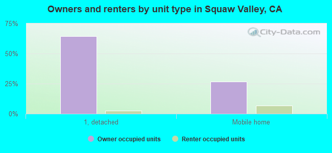 Owners and renters by unit type in Squaw Valley, CA