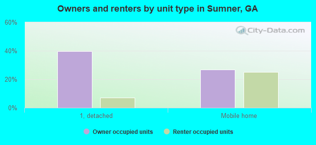 Owners and renters by unit type in Sumner, GA
