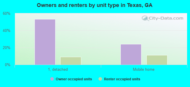 Owners and renters by unit type in Texas, GA