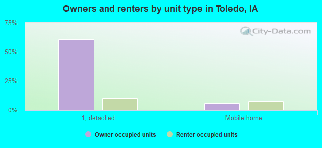 Owners and renters by unit type in Toledo, IA