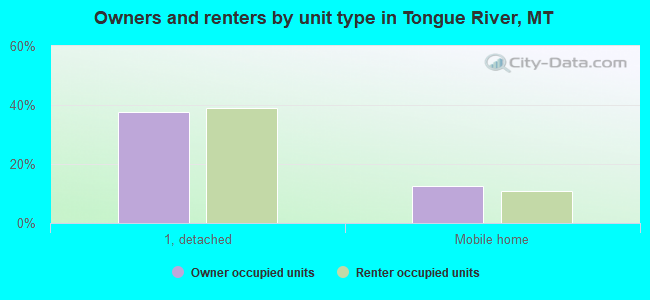 Owners and renters by unit type in Tongue River, MT