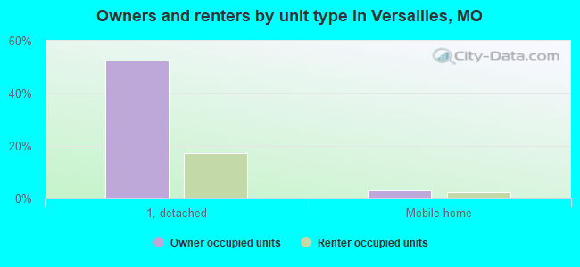 Owners and renters by unit type in Versailles, MO