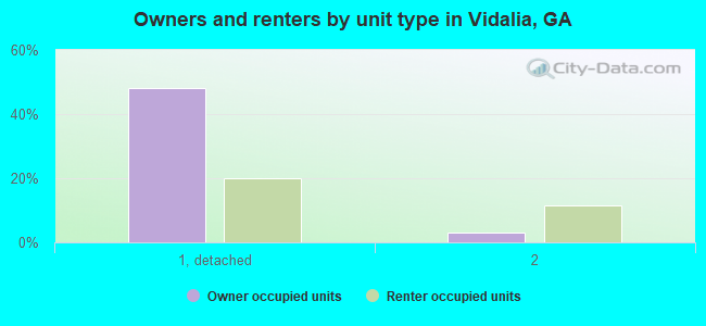 Owners and renters by unit type in Vidalia, GA
