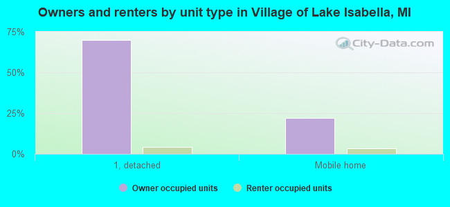 Owners and renters by unit type in Village of Lake Isabella, MI