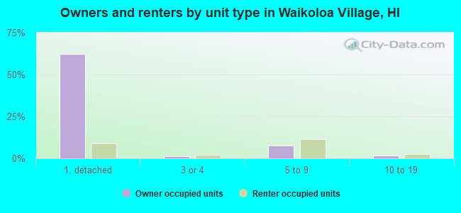 Owners and renters by unit type in Waikoloa Village, HI