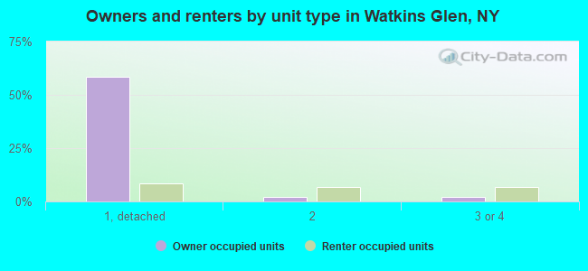Owners and renters by unit type in Watkins Glen, NY