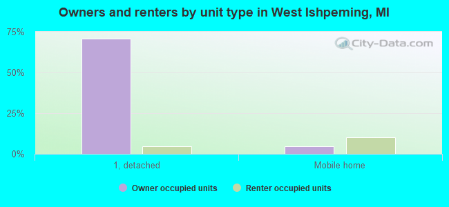 Owners and renters by unit type in West Ishpeming, MI
