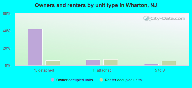 Owners and renters by unit type in Wharton, NJ
