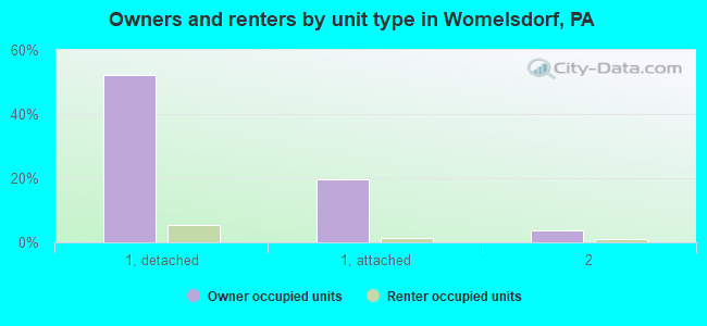 Owners and renters by unit type in Womelsdorf, PA