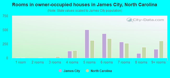 Rooms in owner-occupied houses in James City, North Carolina