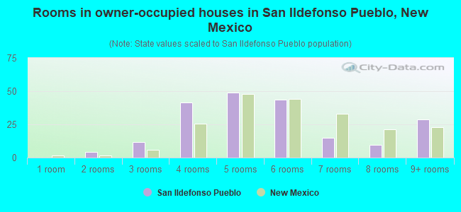 Rooms in owner-occupied houses in San Ildefonso Pueblo, New Mexico