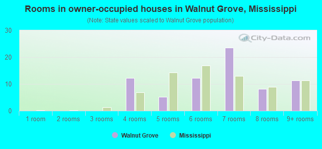 Rooms in owner-occupied houses in Walnut Grove, Mississippi