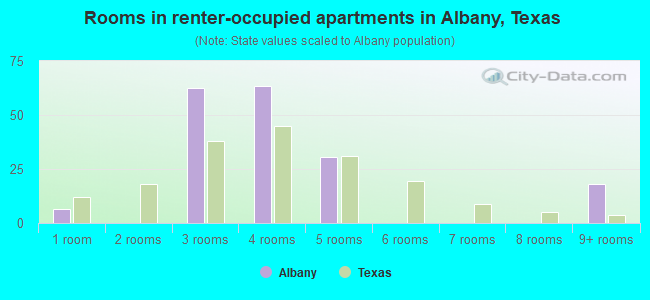 Rooms in renter-occupied apartments in Albany, Texas