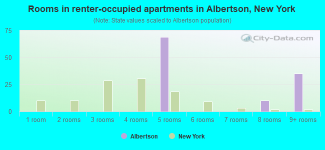 Rooms in renter-occupied apartments in Albertson, New York