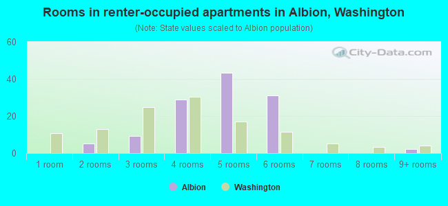 Rooms in renter-occupied apartments in Albion, Washington