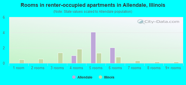 Rooms in renter-occupied apartments in Allendale, Illinois