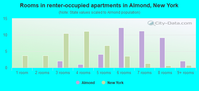 Rooms in renter-occupied apartments in Almond, New York