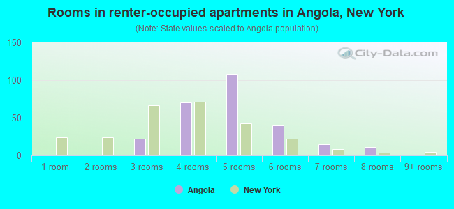 Rooms in renter-occupied apartments in Angola, New York