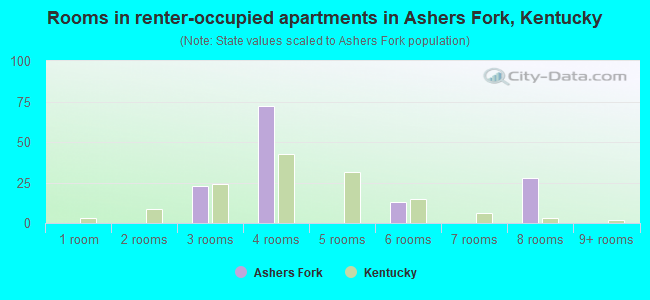 Rooms in renter-occupied apartments in Ashers Fork, Kentucky