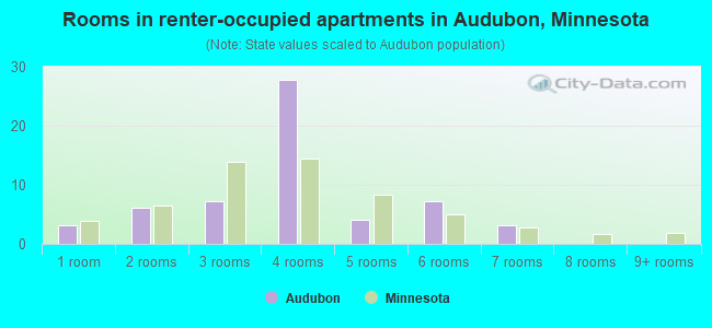 Rooms in renter-occupied apartments in Audubon, Minnesota