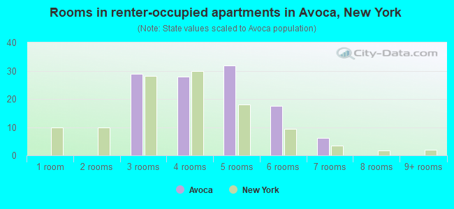 Rooms in renter-occupied apartments in Avoca, New York