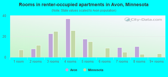 Rooms in renter-occupied apartments in Avon, Minnesota